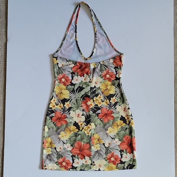 SPOILED GIRL Tropical Print Floral V-Neck Halter Dress size M - Picture 5 of 8